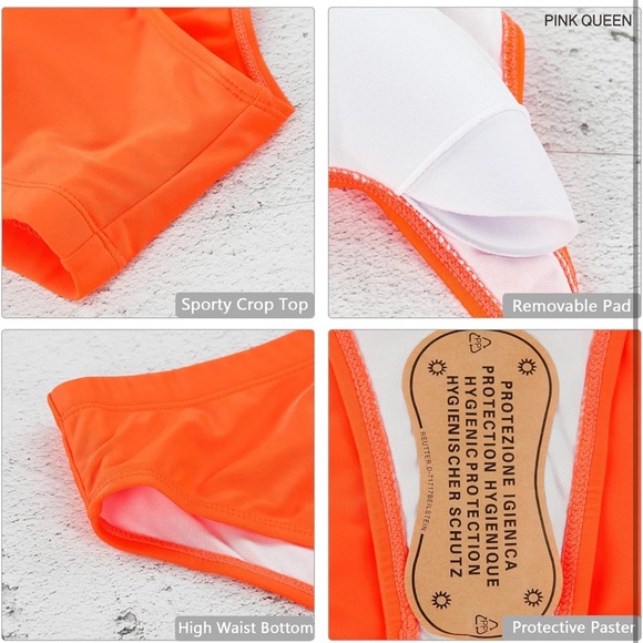 NWT Pink Queen Women's Crop Top High Waisted Cheeky Bikini Set - Picture 8 of 8